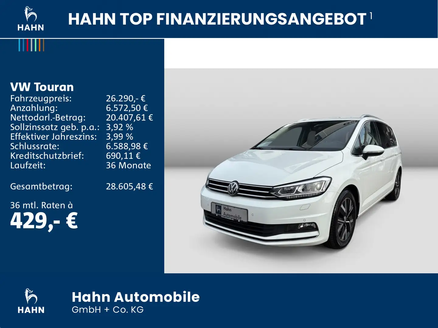 Volkswagen Touran 1.5 TSI DSG Highline 7 Sitzer AHK CAM LED Weiß - 2