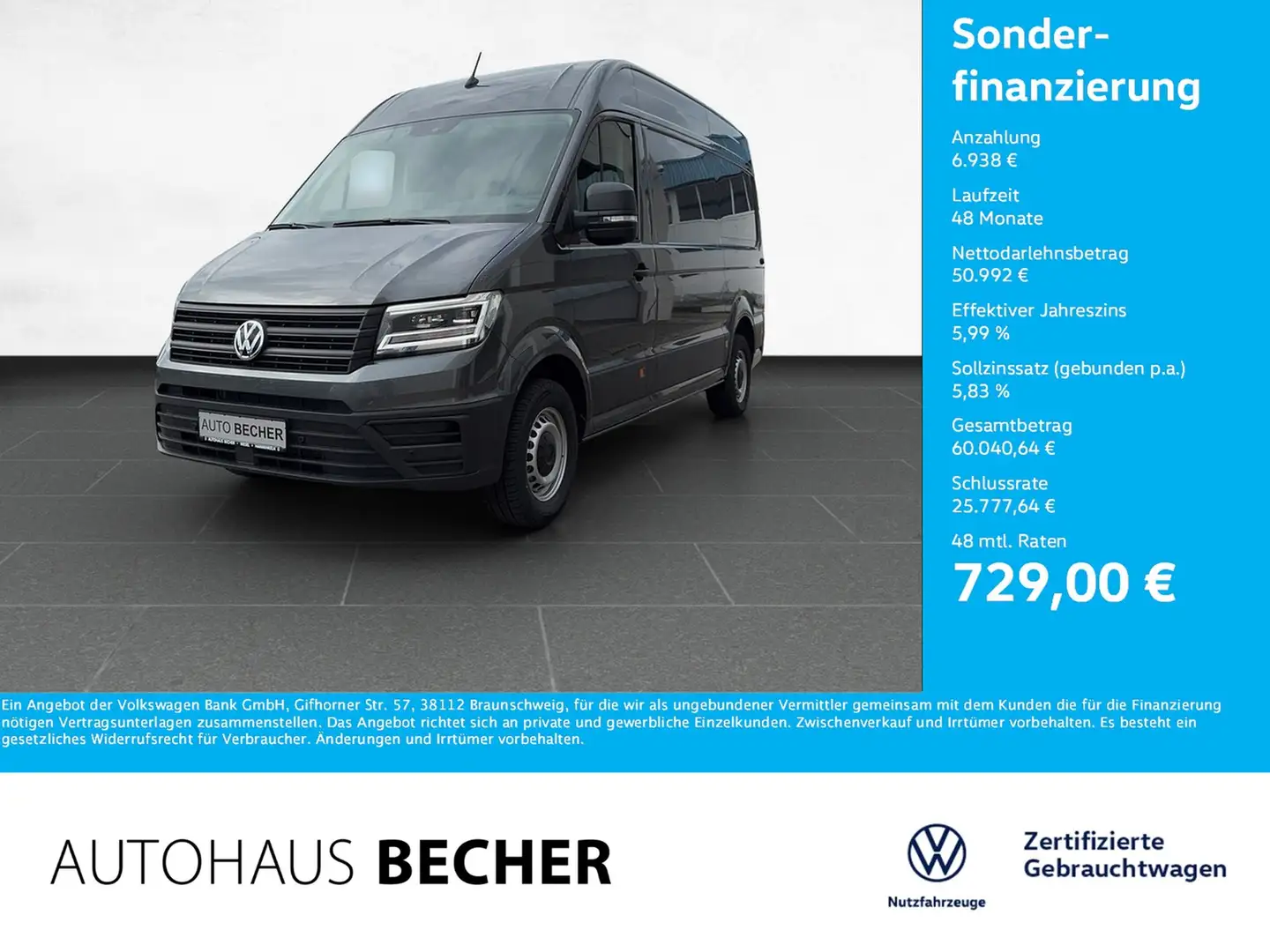 Volkswagen Crafter Kasten MR HD 2.0 TDI Automatik /AHK Grau - 1