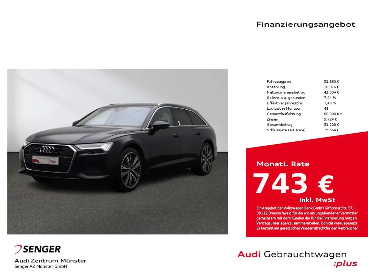 Audi A6 Avant 45 TDI quattro S tronic MMI Matrix AHK Schwarz - 1