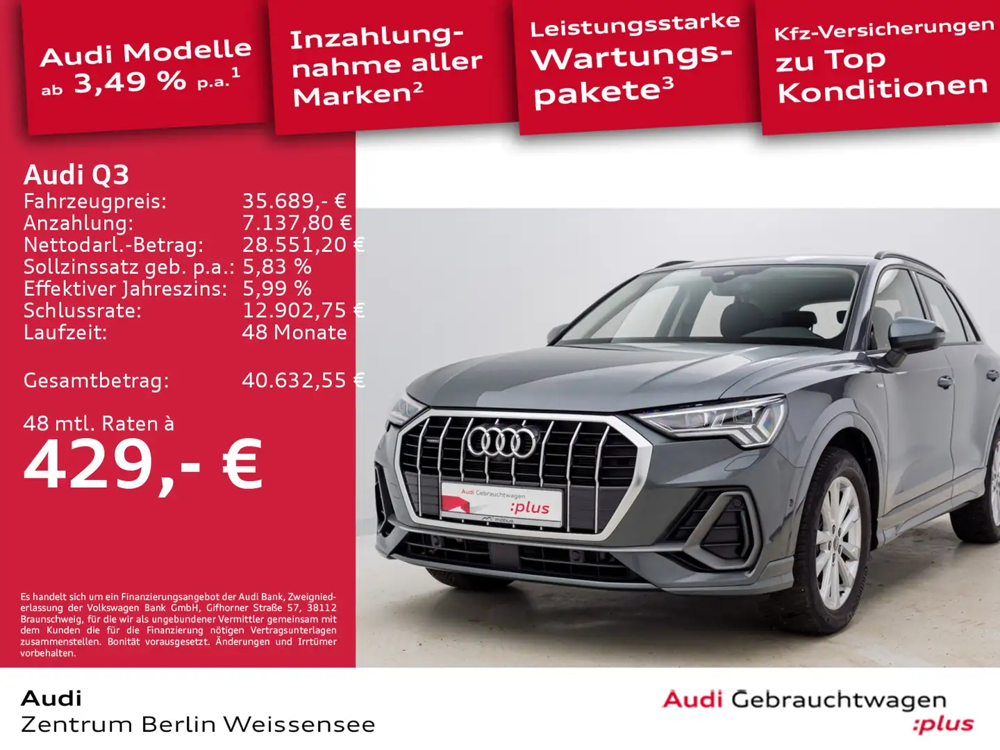 Audi Q3 40 TDI S-TRO*S-LINE*QUA*360°*MATRIX*GJR*STHZG Grau - 1