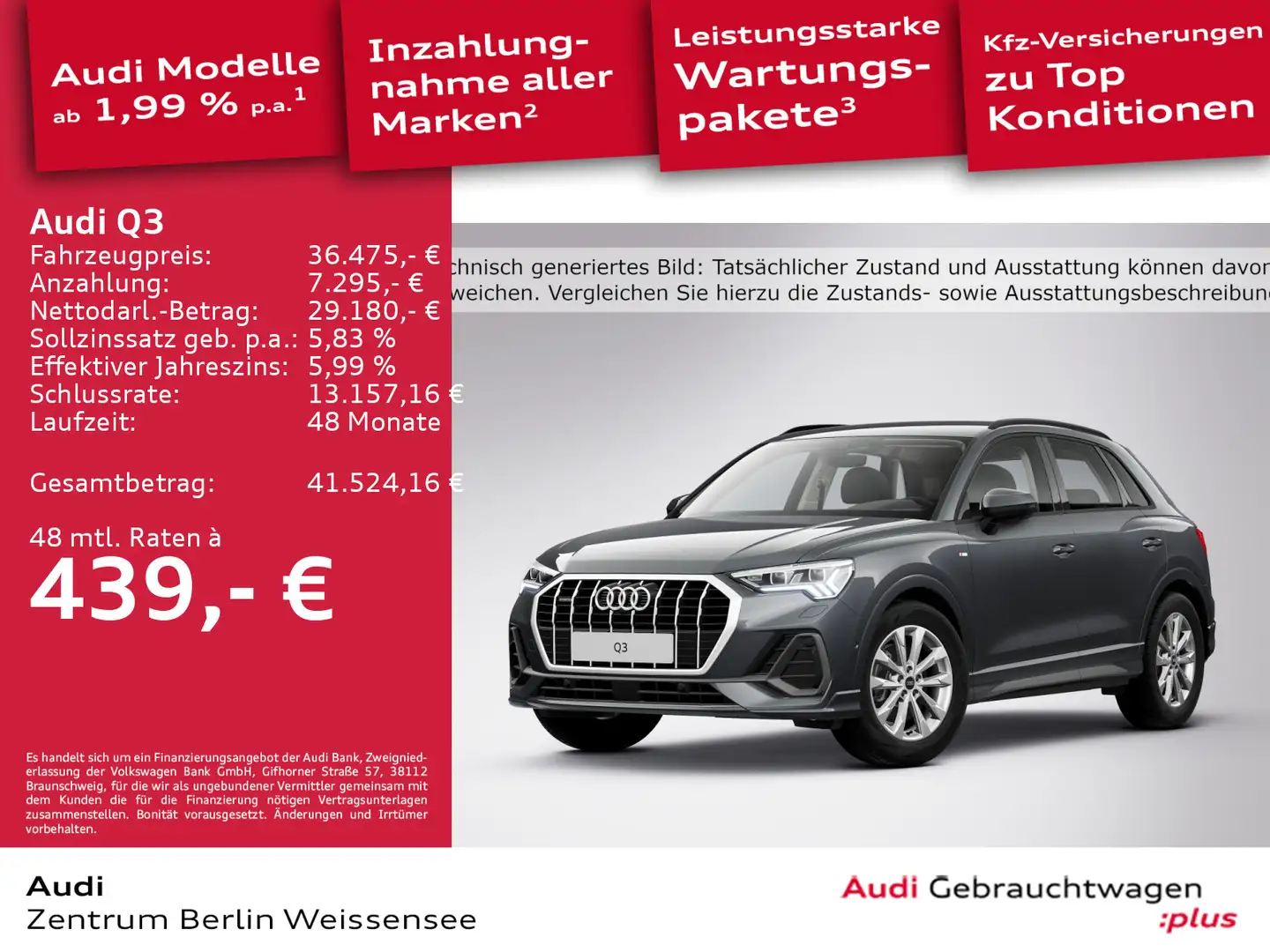 Audi Q3 40 TDI S-TRO*S-LINE*QUA*360°*MATRIX*GJR*STHZG Grau - 1