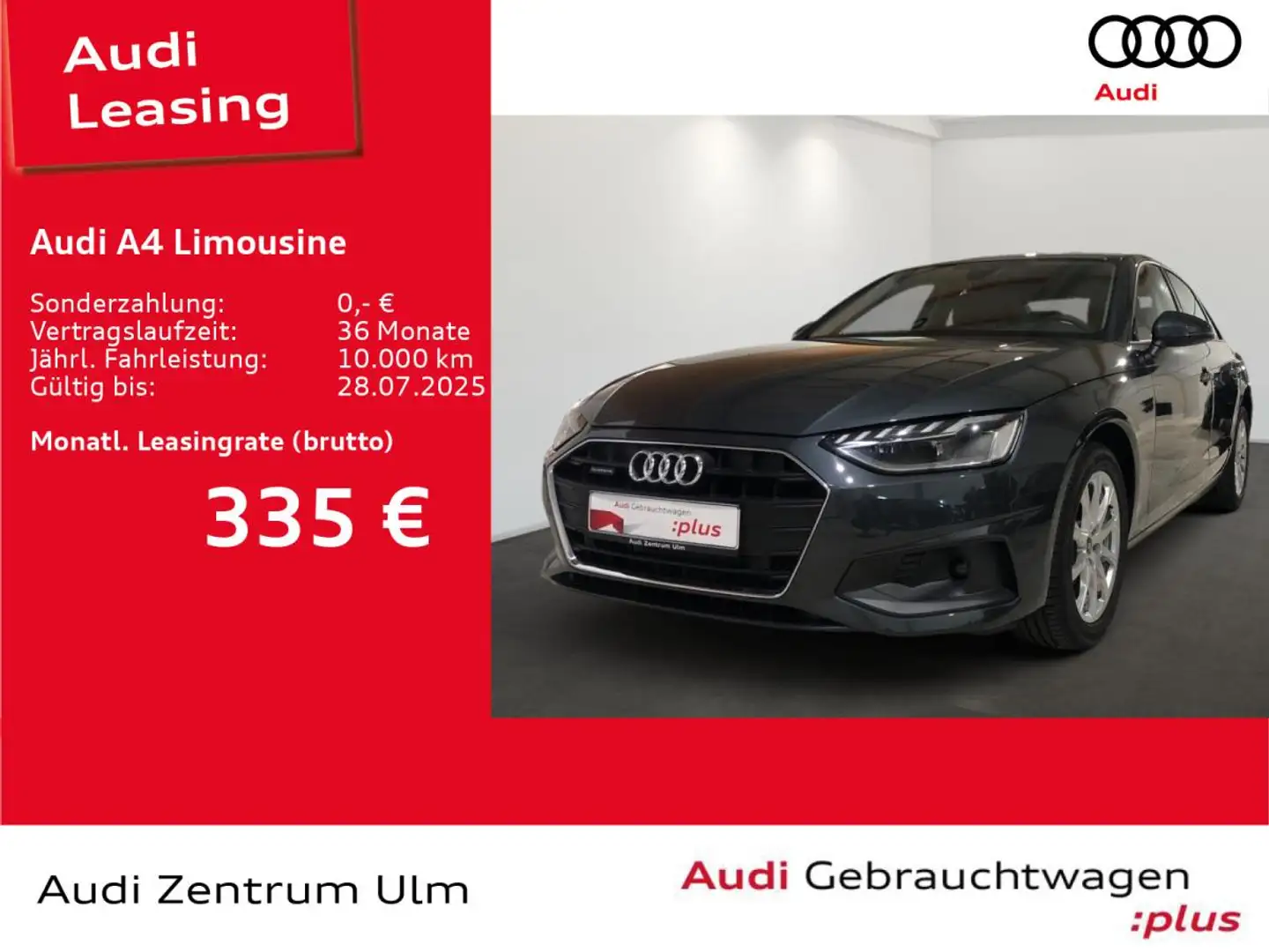 Audi A4 Limousine 40TDI qu AHK-VORB. LED NAVI 5J.GAR. Grau - 1
