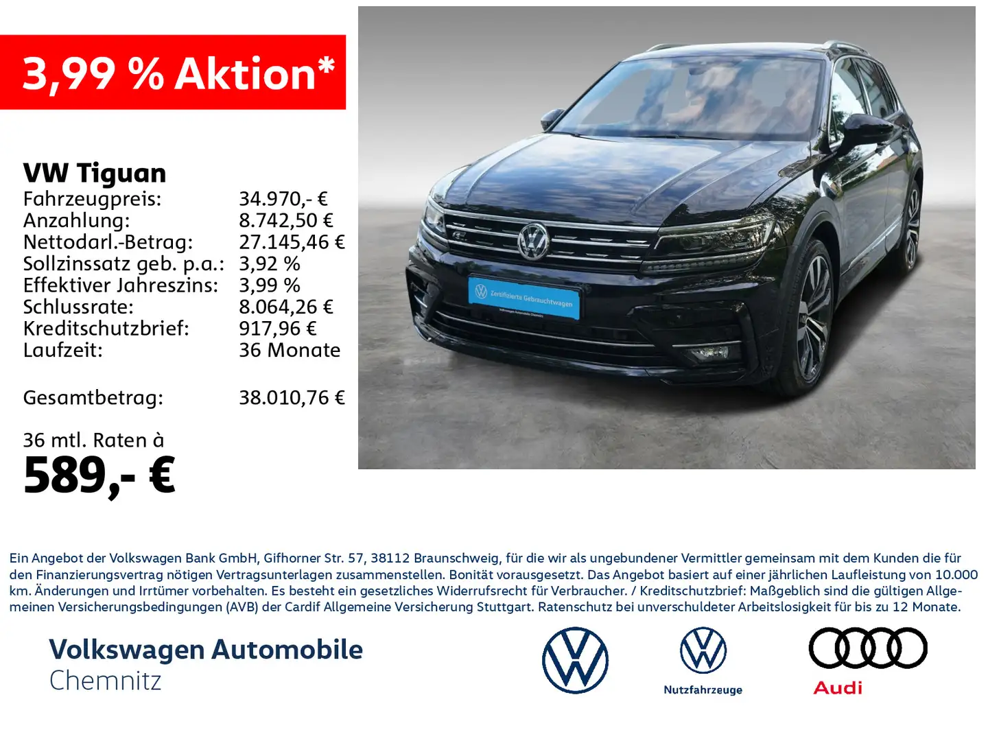Volkswagen Tiguan 2.0 TDI 4Motion AHK ACC R-Line Schwarz - 1