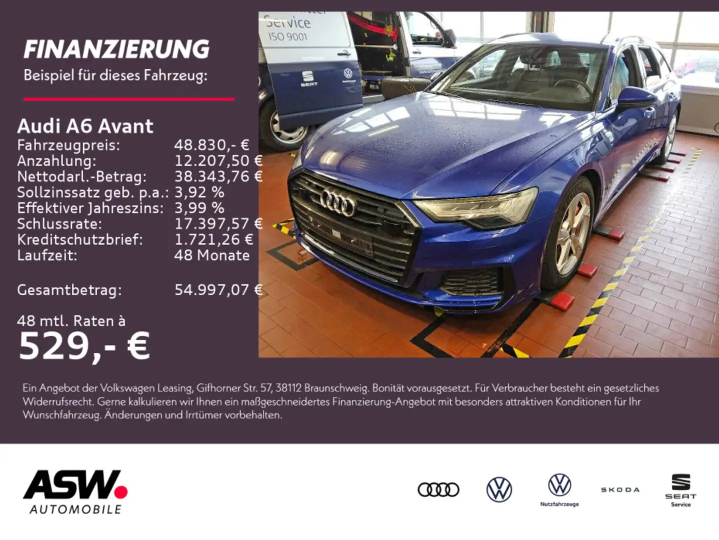 Audi A6 Avant S line 55TFSI e quat Stron LED Navi AHK Blau - 1