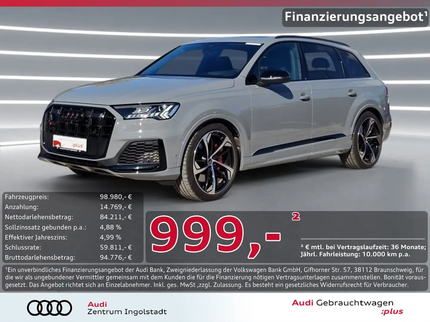 Audi SQ7 TFSI competition+ Pano S-Sitze STHZG HuD AHK Gris - 1