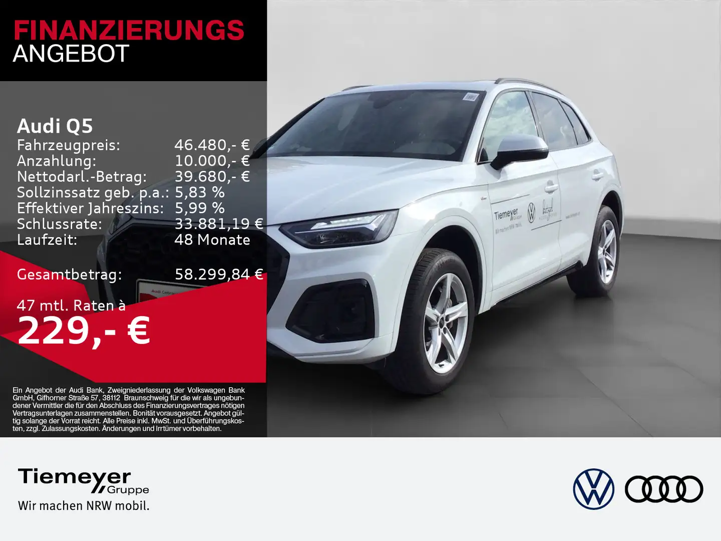 Audi Q5 40 TDI Q 2x S LINE OPS+ NAVI PANO LM18 Weiß - 1