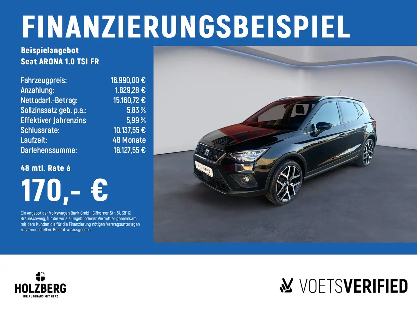 SEAT Arona 1.0 TSI FR BEATS+LED+NAVI Schwarz - 2