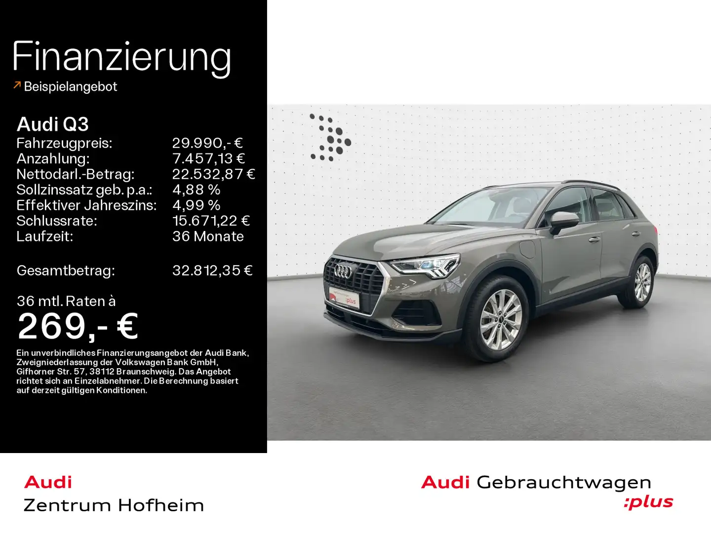 Audi Q3 45 TFSIe S tro*LED*Navi+*360°Kamera*APS*KAM*K Grau - 1