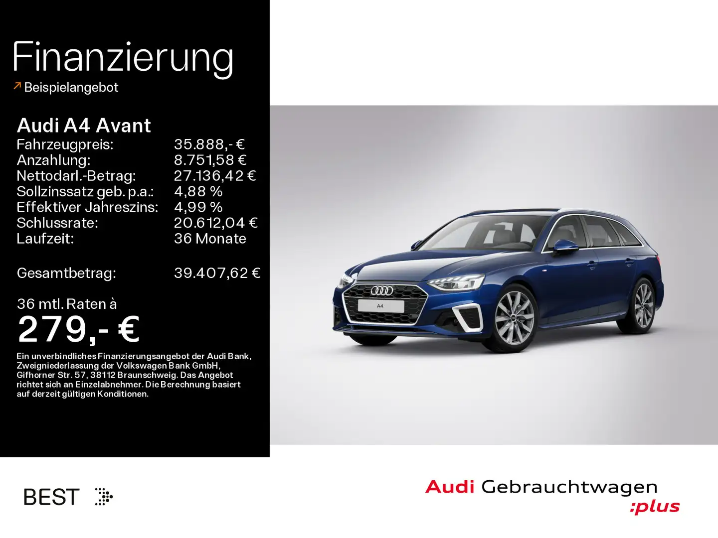 Audi A4 S line 40 TFSI AHK*Pano*Standheizung Blau - 1