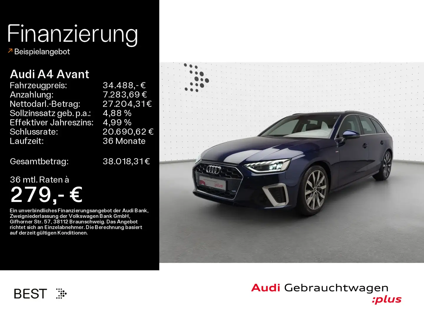 Audi A4 S line 40 TFSI AHK*Pano*Standheizung Blau - 1