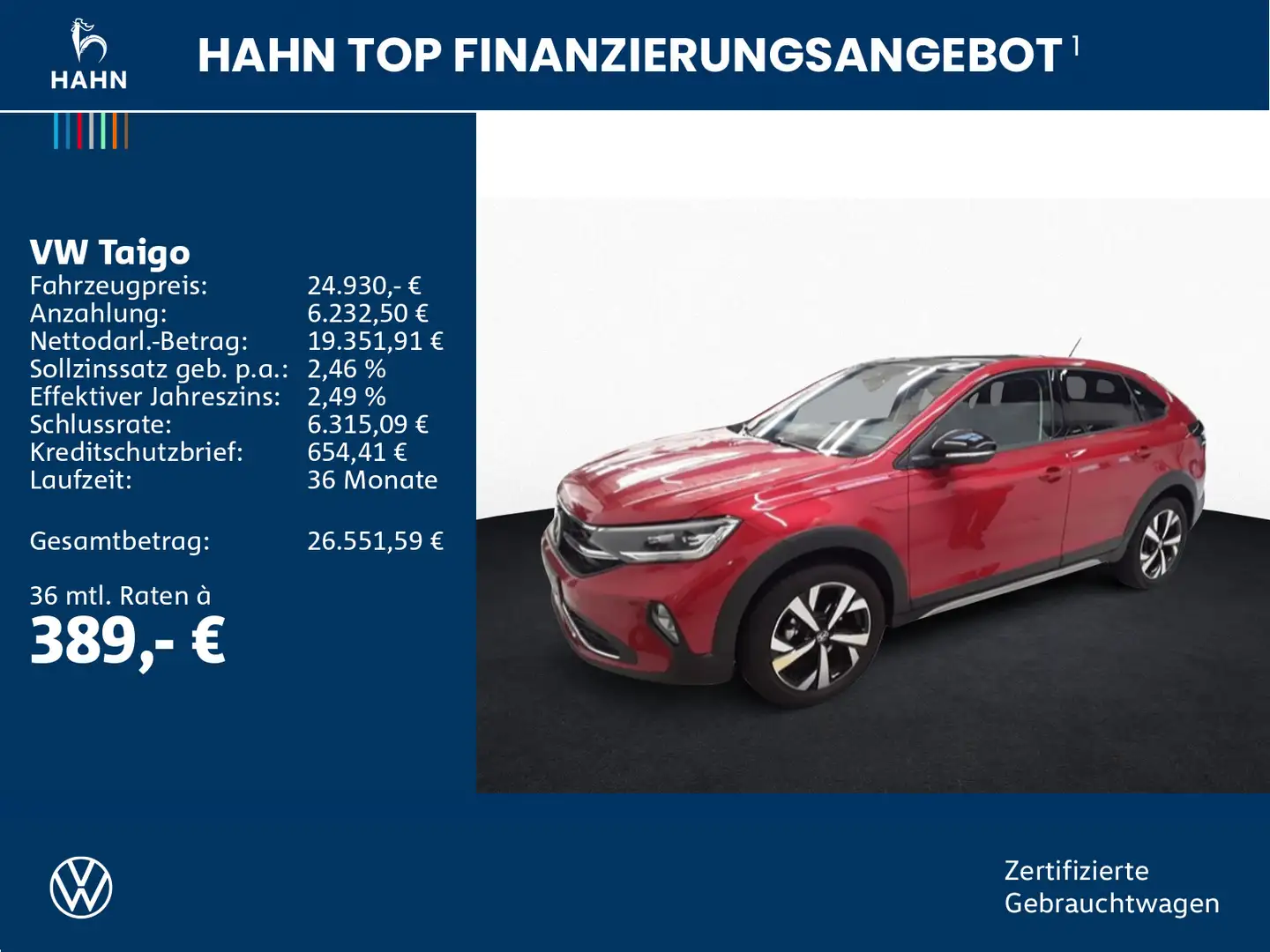 Volkswagen Taigo 1.0TSI Style Black Roof Cam Matrix Pano Rot - 2