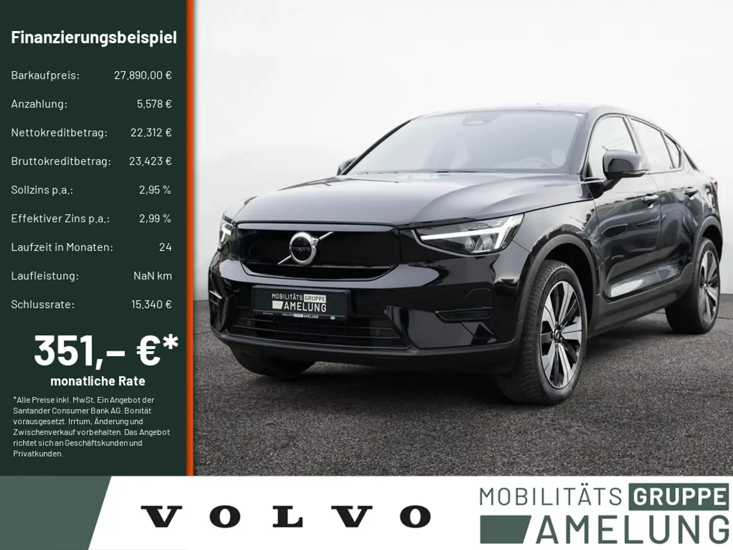 Volvo C40 Recharge Single Motor Core NAVI LED PANO Noir - 1