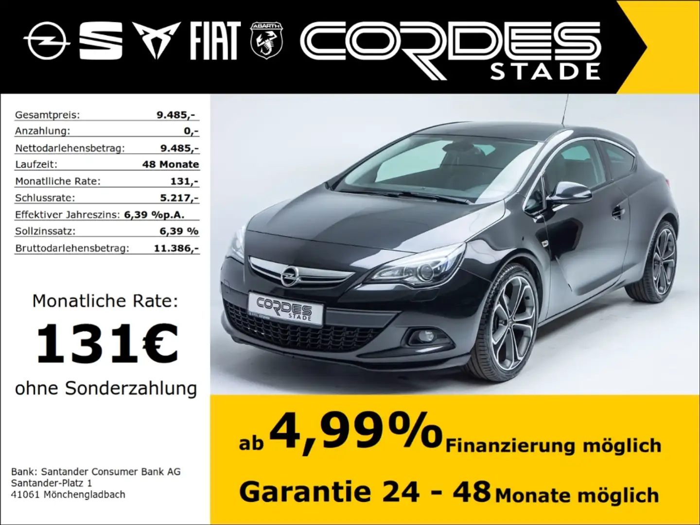 Opel Astra J GTC Innovation 1.4 Turbo PDC Alu Klima (113) Schwarz - 1
