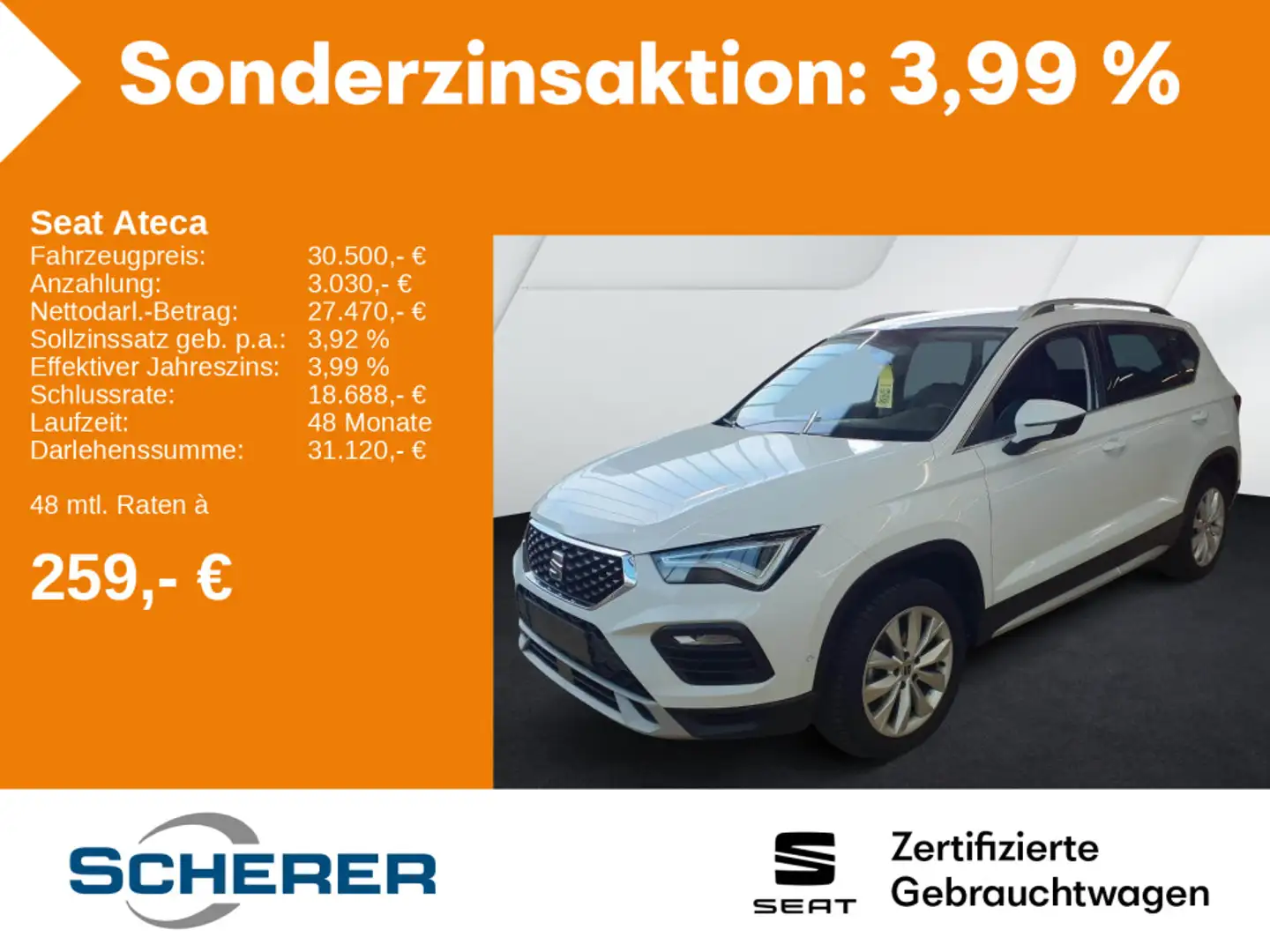 SEAT Ateca Xperience 1.5 TSI DSG AHK Navi ACC Easy Op Wit - 1