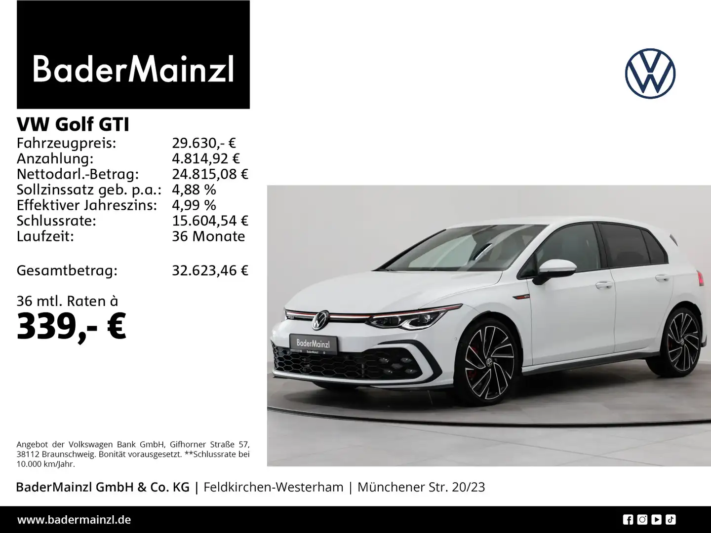 Volkswagen Golf GTI 2.0 TSI DSG H&K Kam. SHZ ACC Matrix Weiß - 1