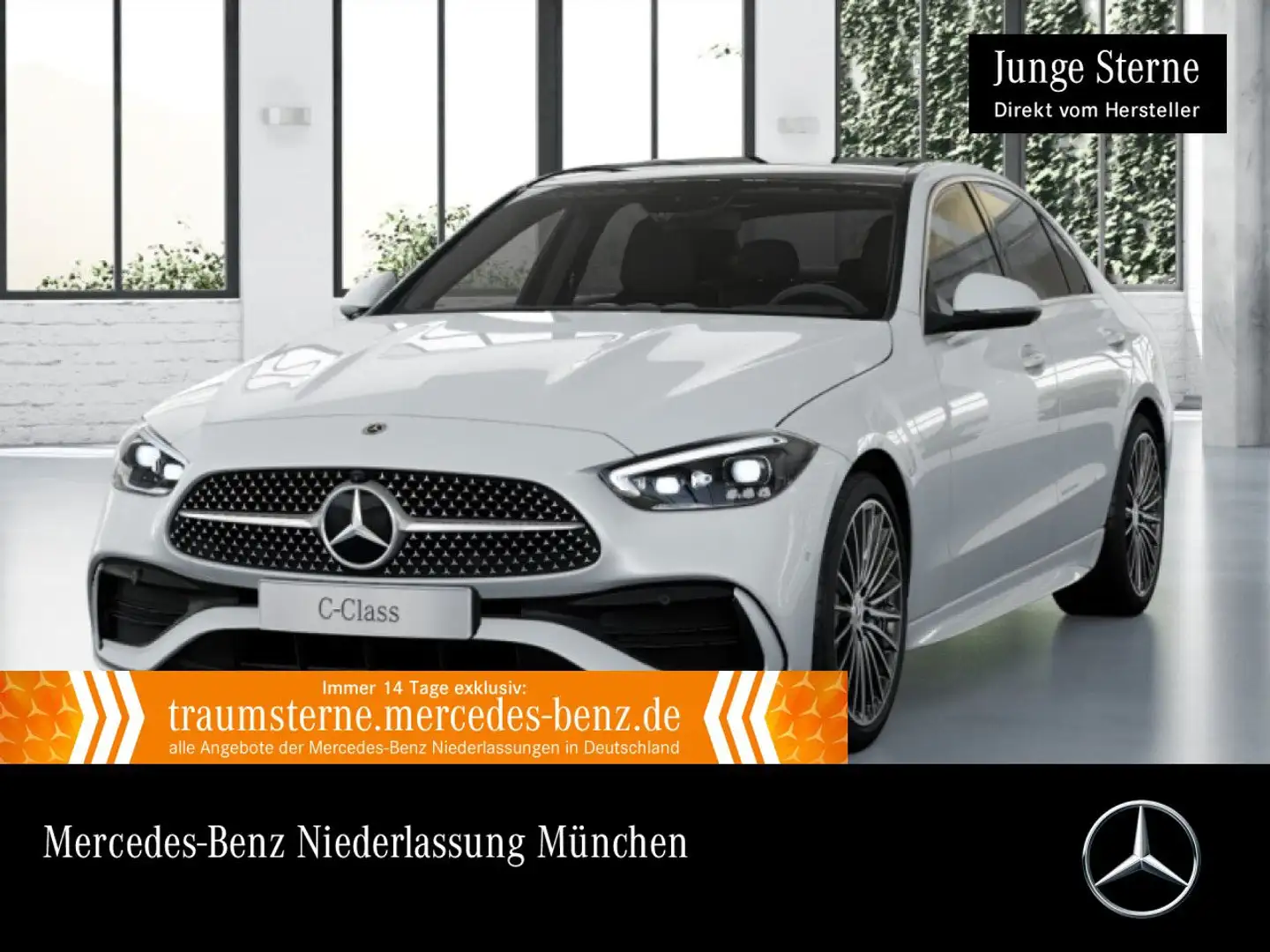 Mercedes-Benz C 200 4M AMG+PANO+360+19"+TOTW+KEYLESS+9G Weiß - 1