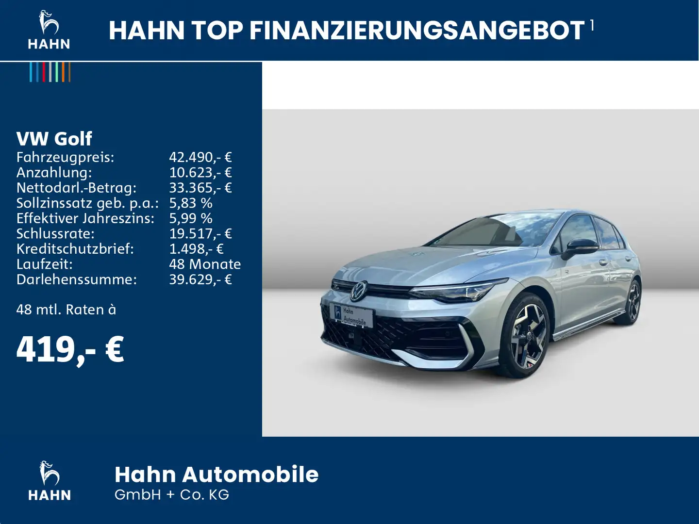 Volkswagen Golf R-Line 2,0TDI 110kW NAVI 360° BLACK MATRIX Silber - 2