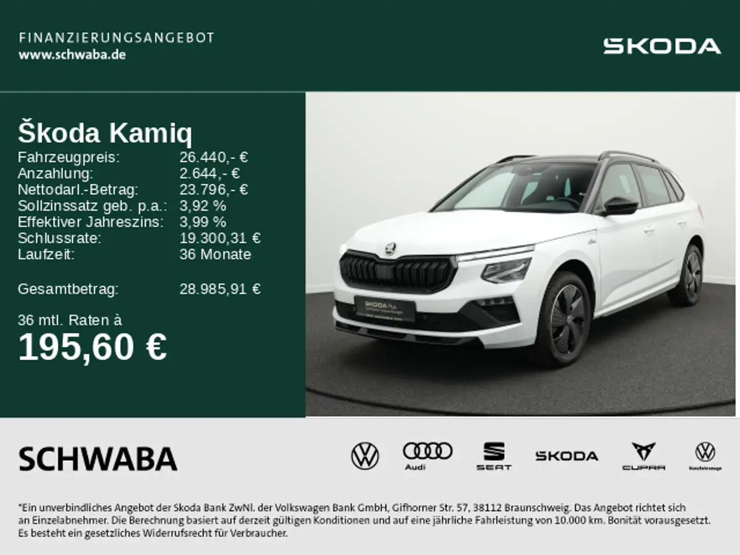 Skoda Kamiq Monte Carlo 1.0TSI DSG PANO*VIRTUAL*ACC*17 Weiß - 1