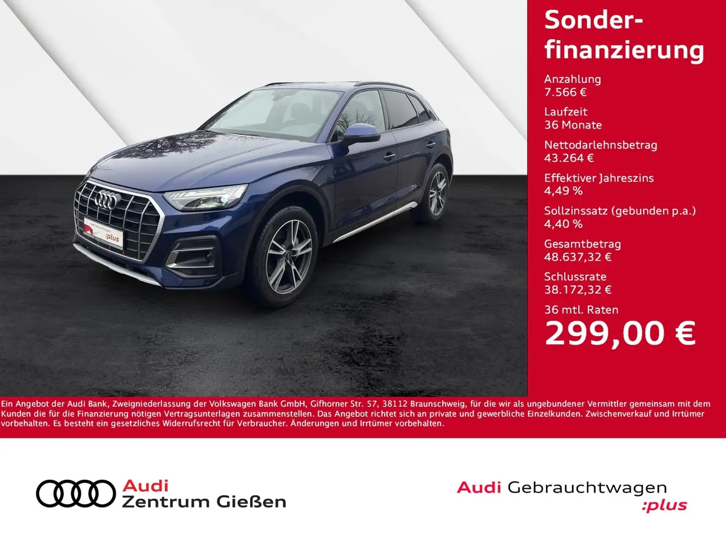 Audi Q5 45 TFSI quattro advanced S line MATRIX PANO AHK... Blau - 1
