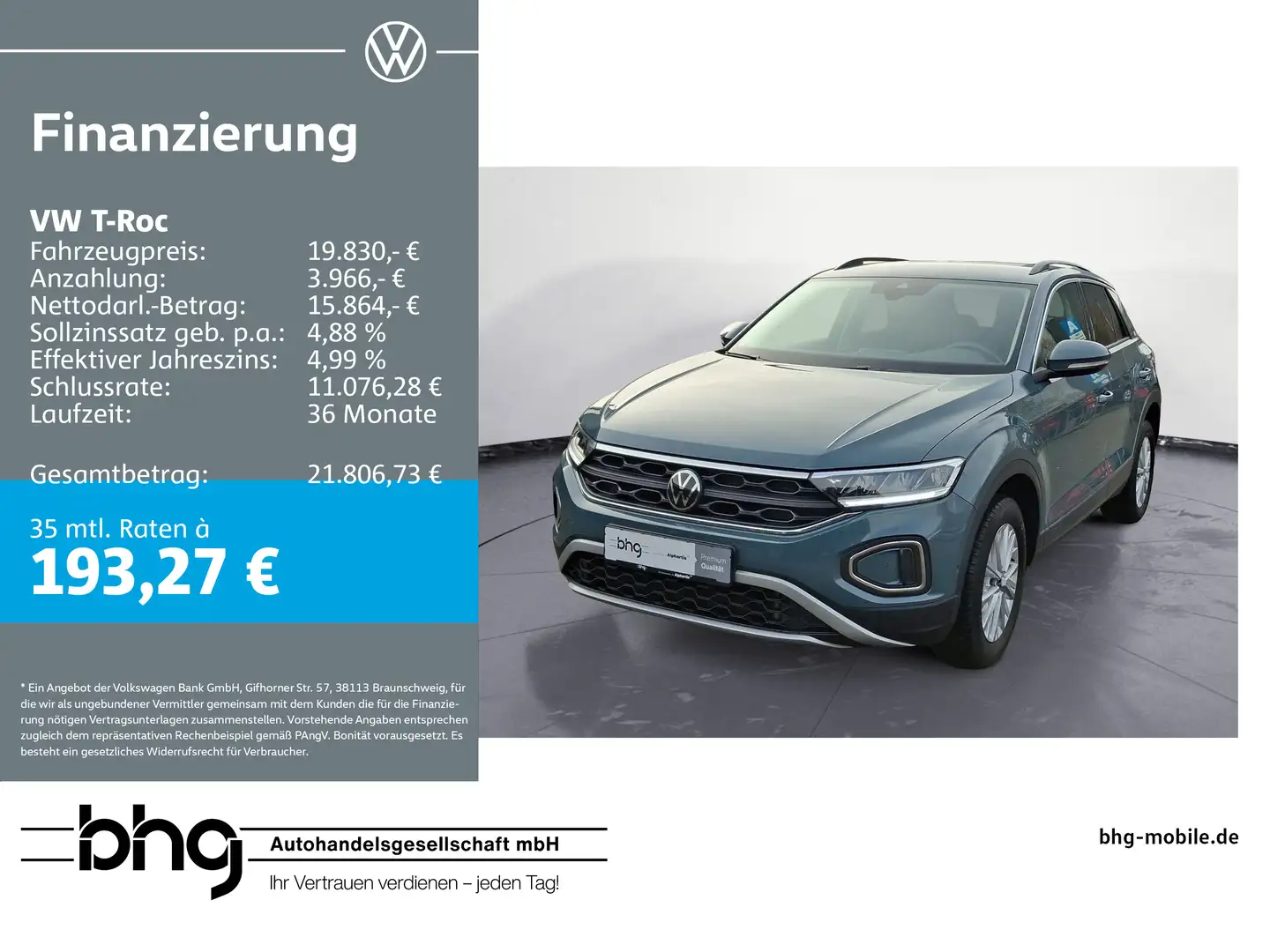 Volkswagen T-Roc 1.0 TSI OPF Life Blau - 1