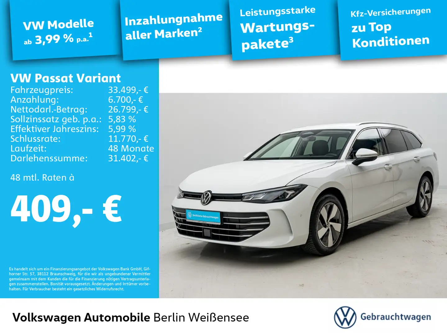 Volkswagen Passat Variant 1.5 eTSI Business*360°*AHK*APP*MA Weiß - 1