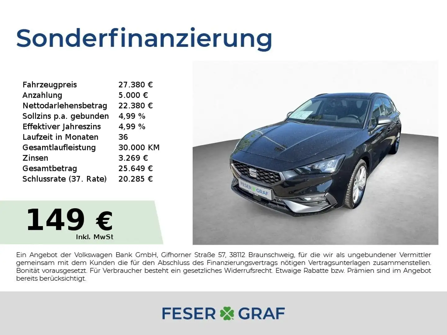 SEAT Leon Sportstourer FR 1.5 eTSI DSG KAMERA GRJ NAVI SHZ F Schwarz - 1