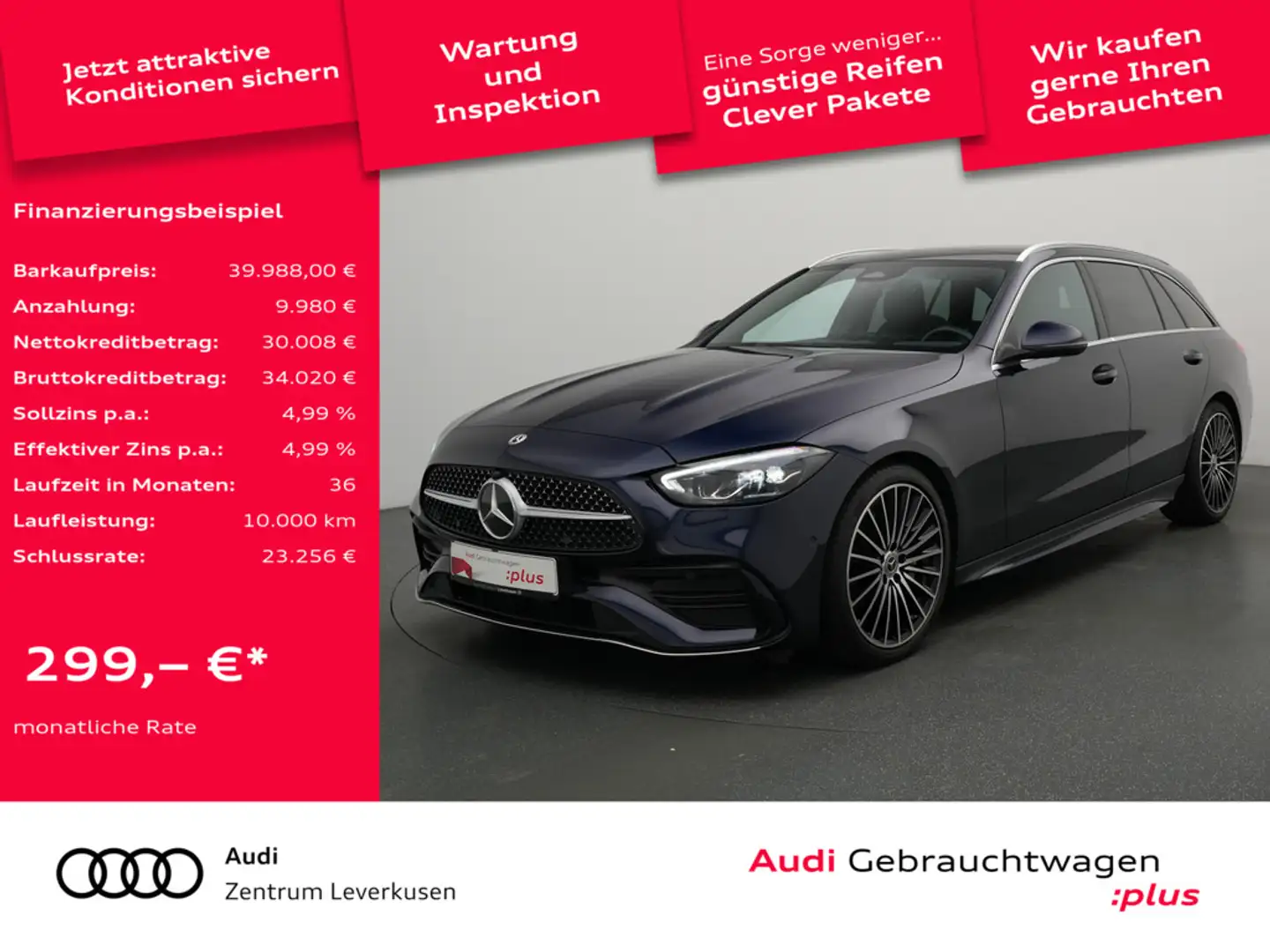Mercedes-Benz C 300 d T AMG Line 9G-TRON NAVI VIRT KAM SHZ PTS Schwarz - 1