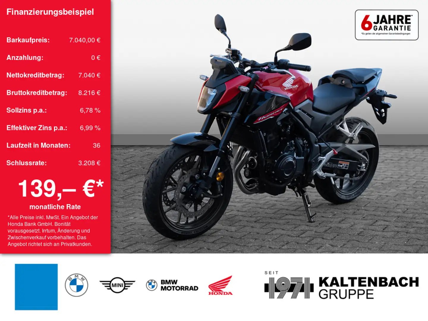 Honda CB 500 Hornet LED SCHEINWERFER Czerwony - 1