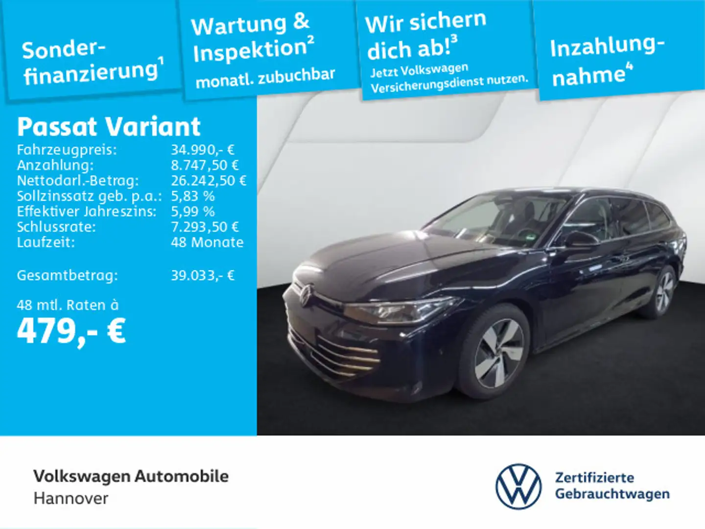 Volkswagen Passat Variant 2.0 TDI DSG Elegance AHK ACC Kame Schwarz - 1