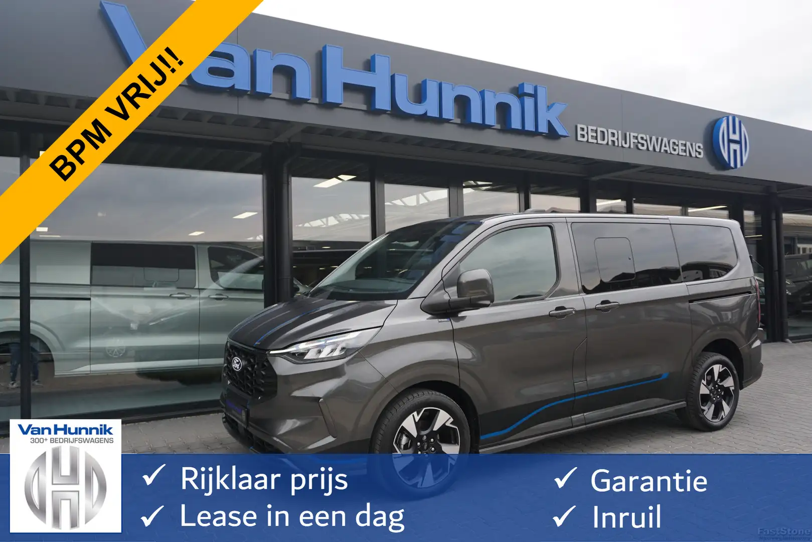 Ford Transit Custom 320S 170PK DC Sport AUT BPM VRIJ!! Navi, ACC, Trek Gris - 1