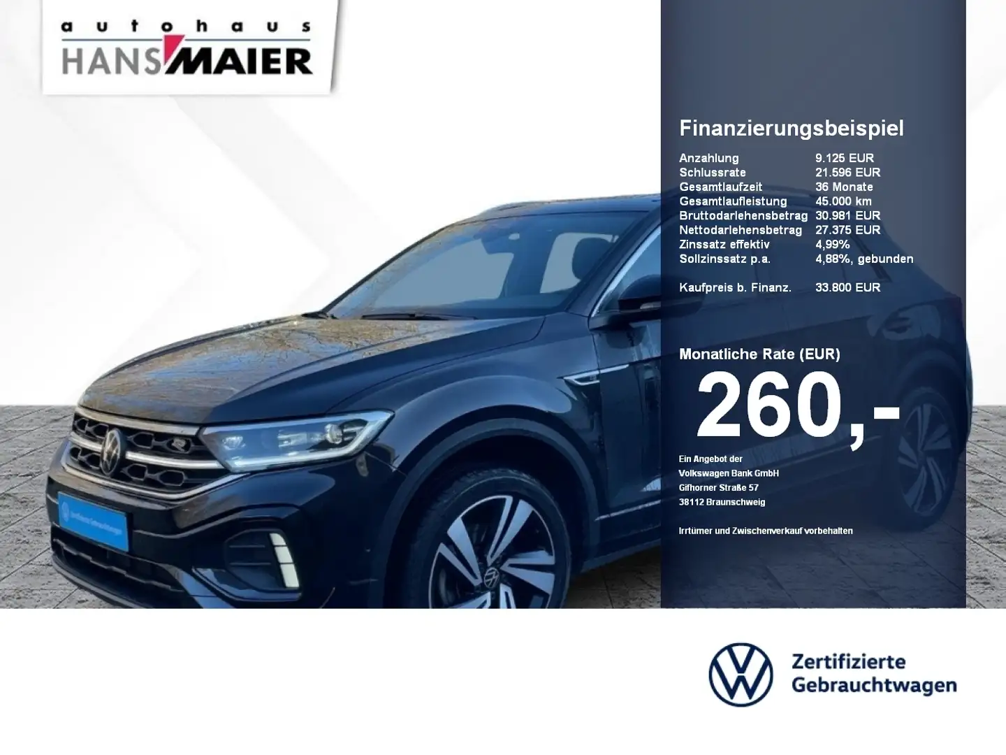 Volkswagen T-Roc R-Line 4Mot. DSG Pano AHK DCC Kam IQLight Schwarz - 1