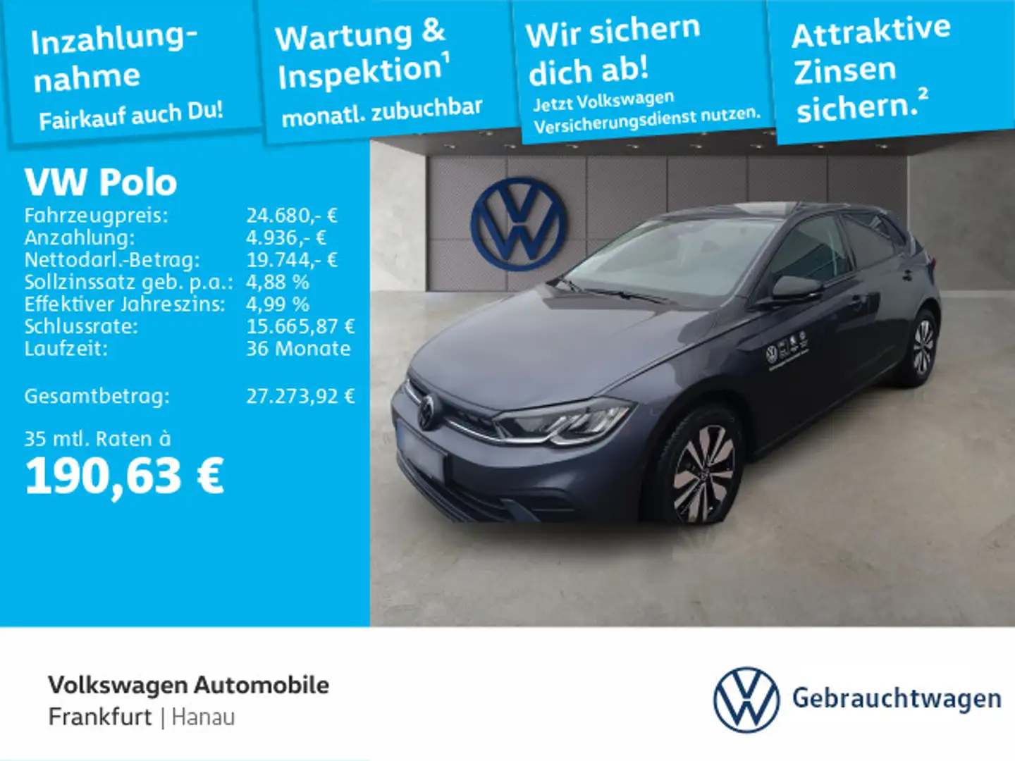 Volkswagen Polo 1.0 TSI DSG Goal FrontAssist LED DAB+ Grau - 1