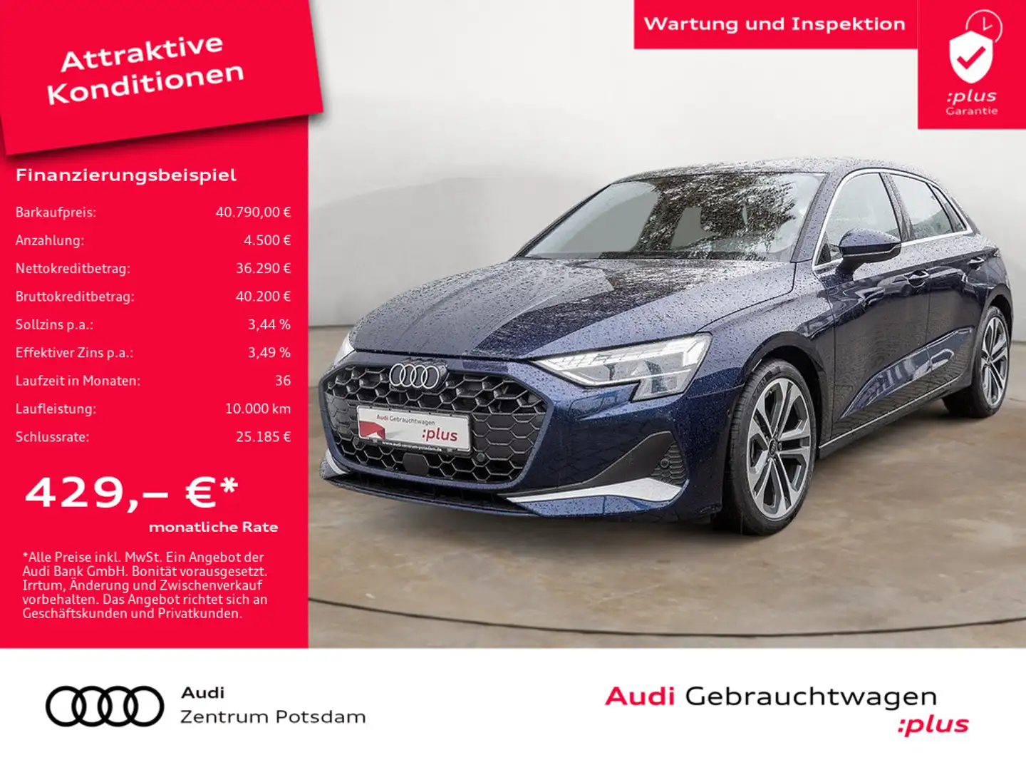 Audi A3 Sportback advanced 35 TFSI LED NAVI VIRTUA Blau - 1