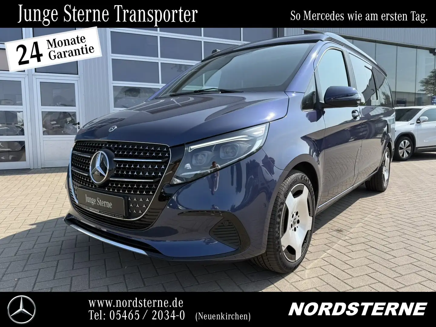 Mercedes-Benz Marco Polo V300d Küche blau el.Tür Leder Markise Blau - 1