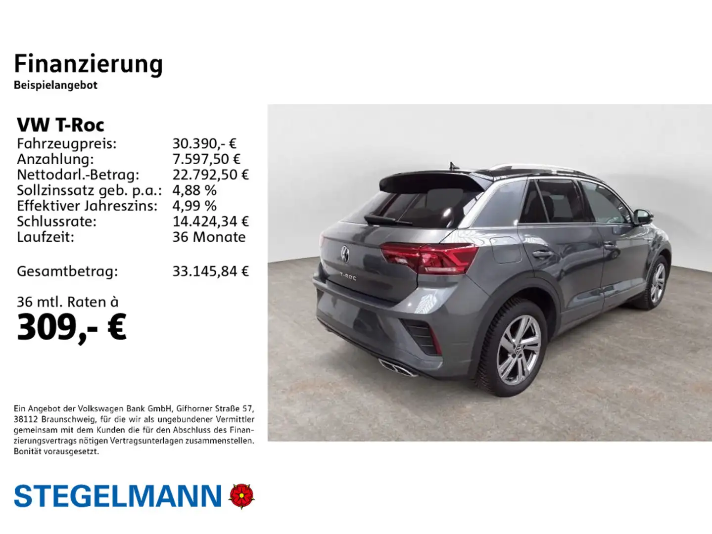 Volkswagen T-Roc 1.5 TSI DSG R-Line *AHK*Kamera*Navi*LED* Grau - 2