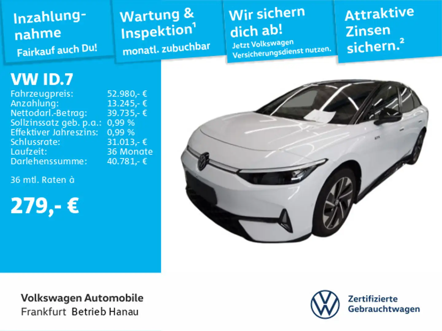 Volkswagen ID.7 GTX 4-Motion IQ.DRIVE HUD IQ.LIGHT Anschluß Weiß - 1