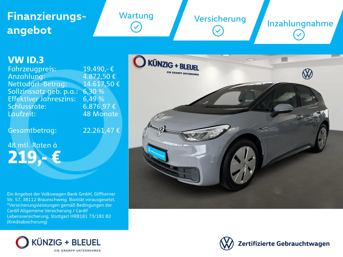 Volkswagen ID.3 Pure Performance*Nav*LED*CarPlay*Wärmepumpe Grau - 1