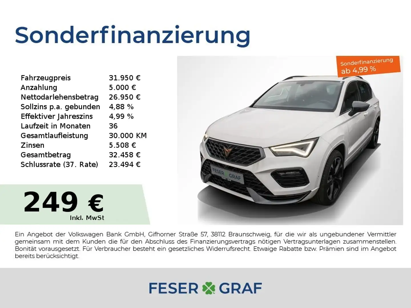 CUPRA Ateca 2.0 TSI 7-Gang-DSG NAVI/R-KAMERA/LED/SHZ Weiß - 1
