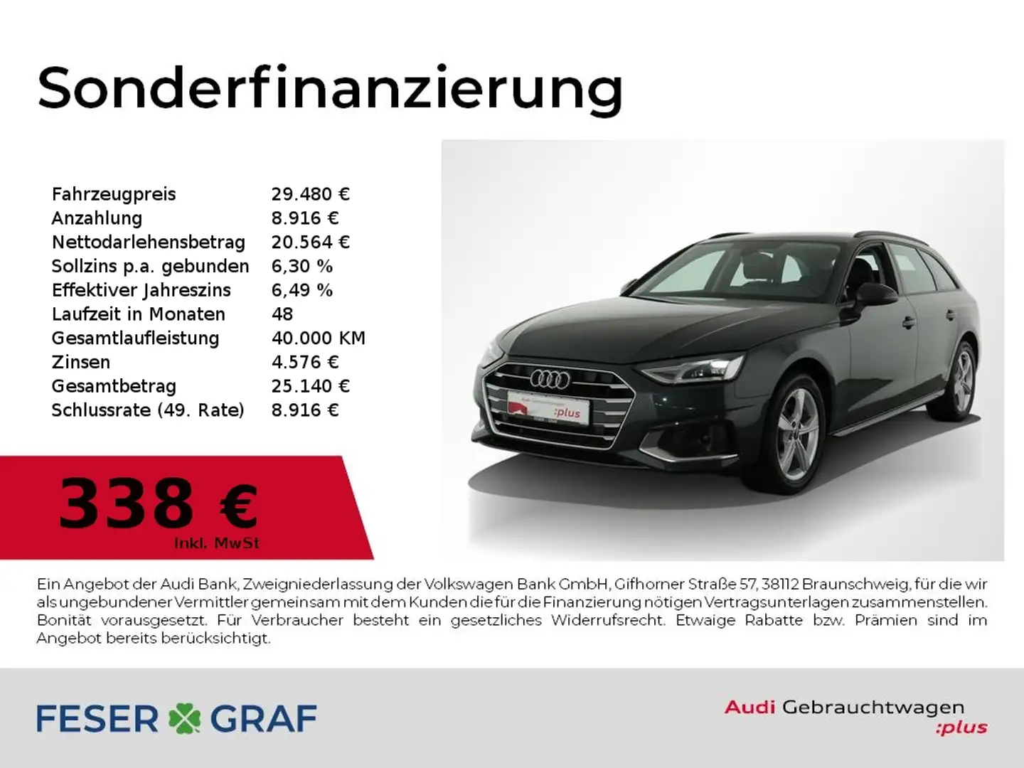 Audi A4 Avant 30 TDI Navi plus/3-Z-Klima/PDC/SHZ/17 Zoll Grau - 1