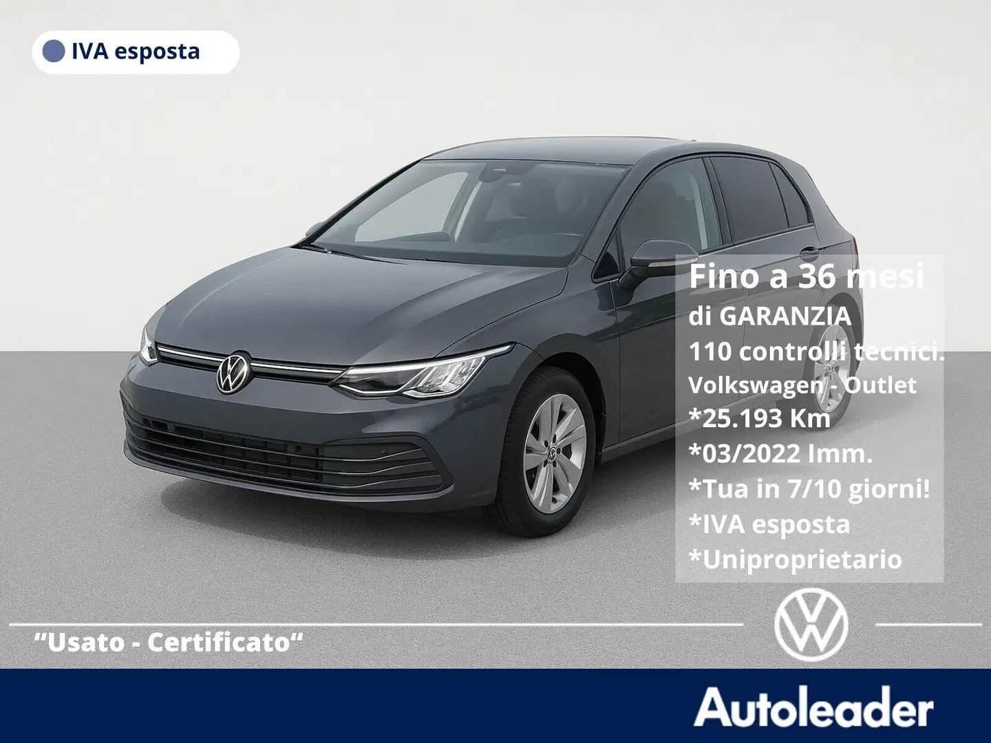 Volkswagen Golf 2.0 TDI DSG SCR Life SOLO 25mila km Gris - 1