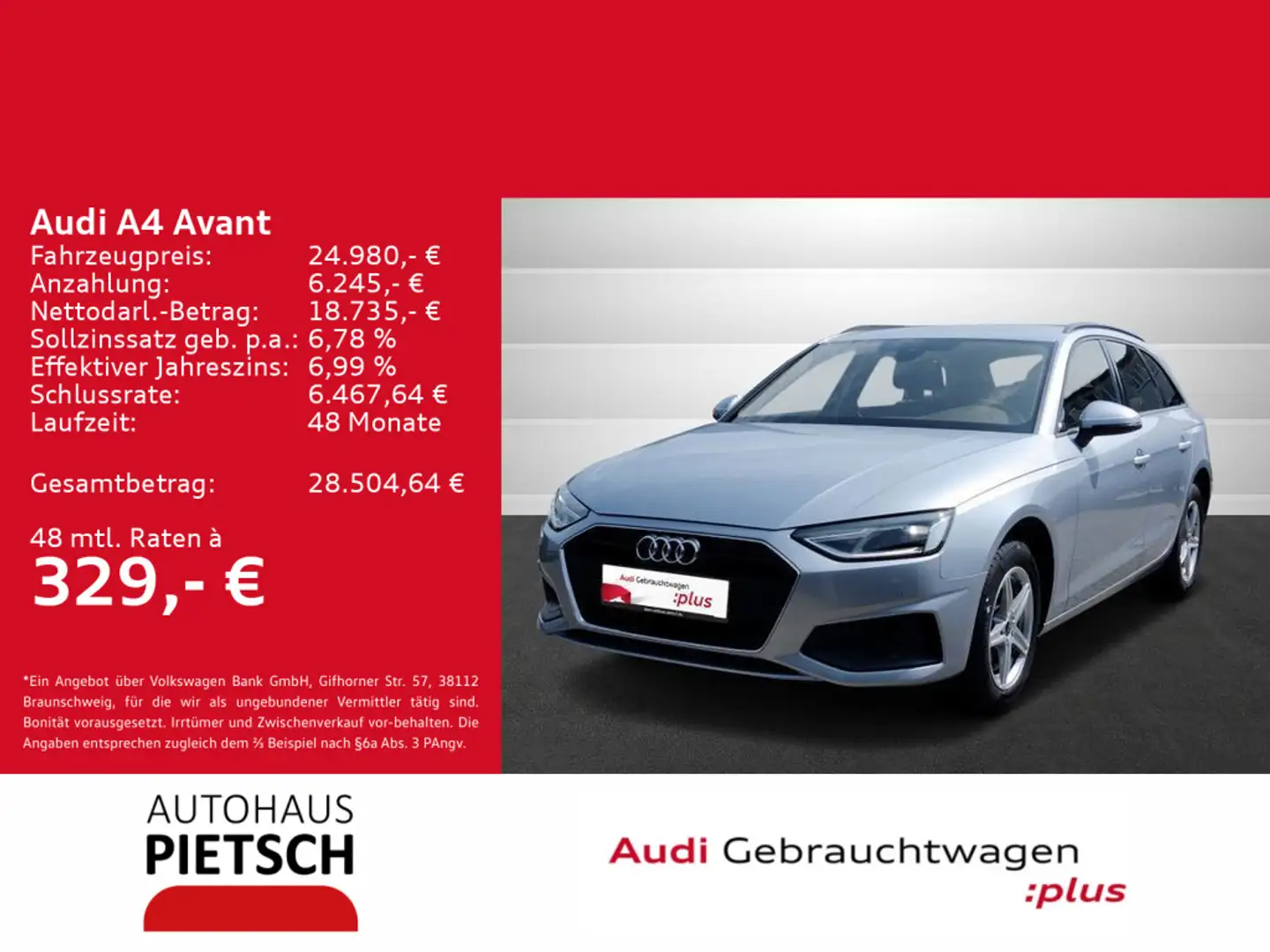 Audi A4 30 TDI S tronic LED Navi Tempomat Silber - 1