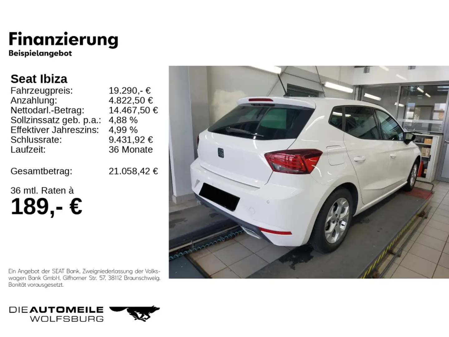 SEAT Ibiza 1.0 TSI Pano/ACC/Einparkhi Weiß - 2