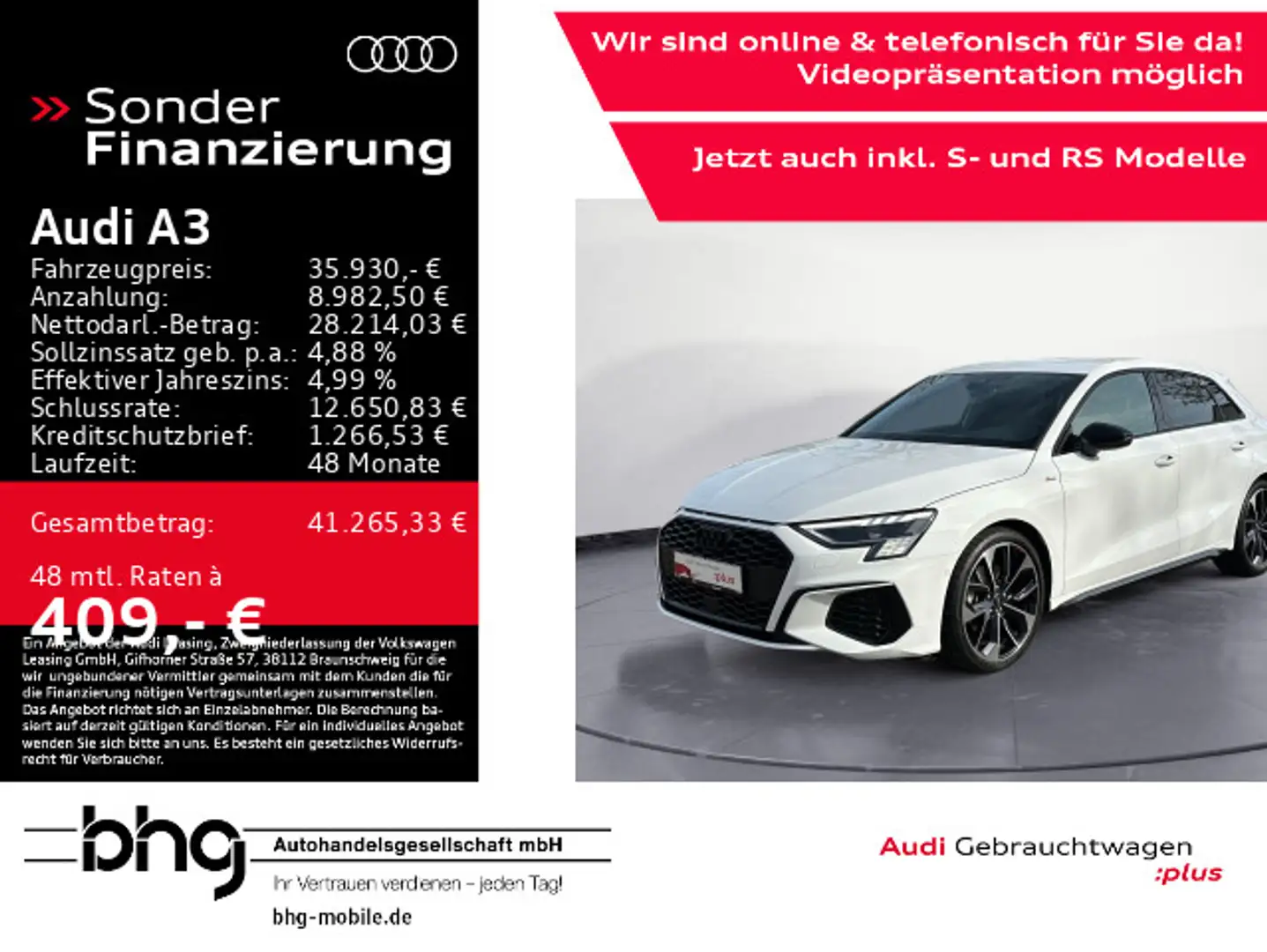 Audi A3 35 TFSI S-line Matrix/ACC/Kamera/B& Weiß - 1