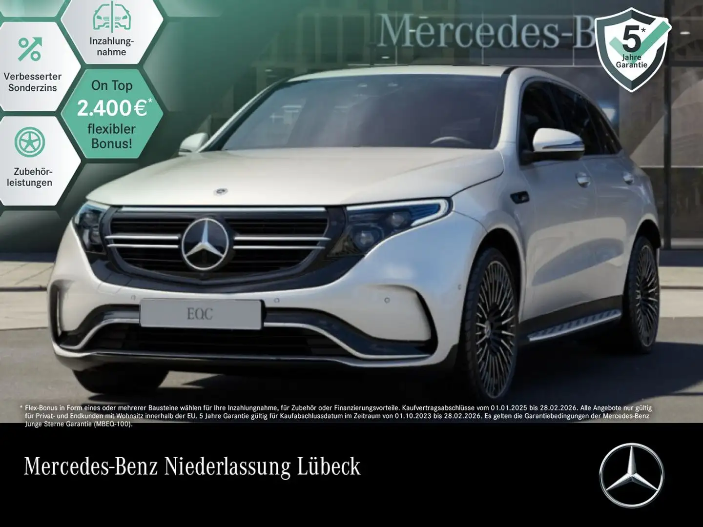 Mercedes-Benz EQC 400 4M AMG+MULTIBEAM+KAMERA+HUD+TOTW+KEYLESS Weiß - 1