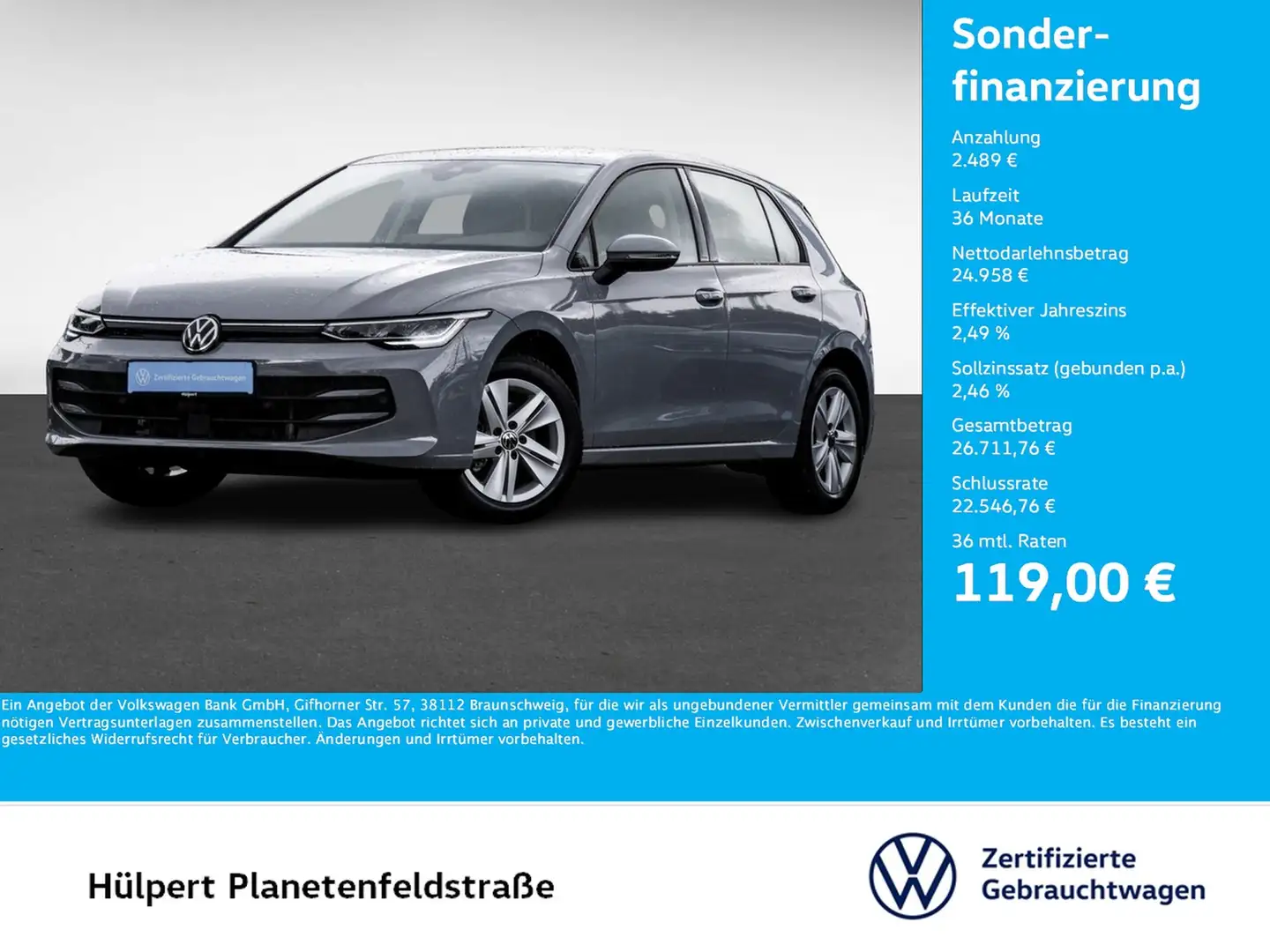 Volkswagen Golf VIII 1.5 eTSI LIFE FACELIFT STANDHZ CAM ACC Grigio - 1