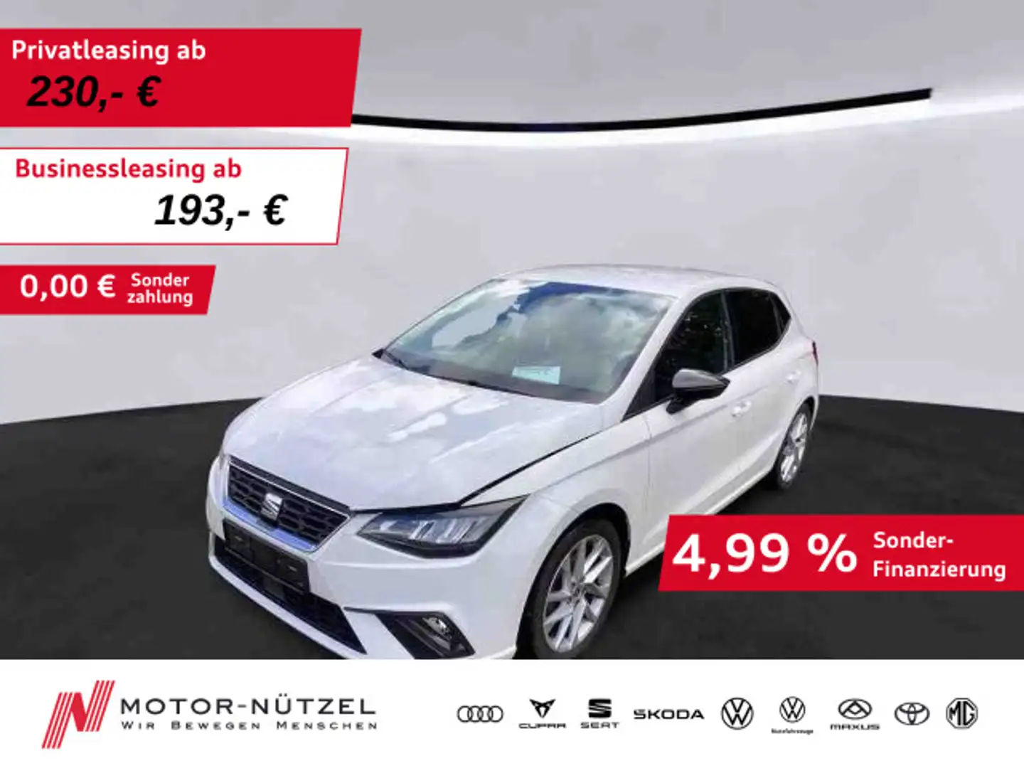 SEAT Ibiza 1.0TSI FR-LINE LED+NAV+APP+GRA+SHZ+PDC+NSW Weiß - 1