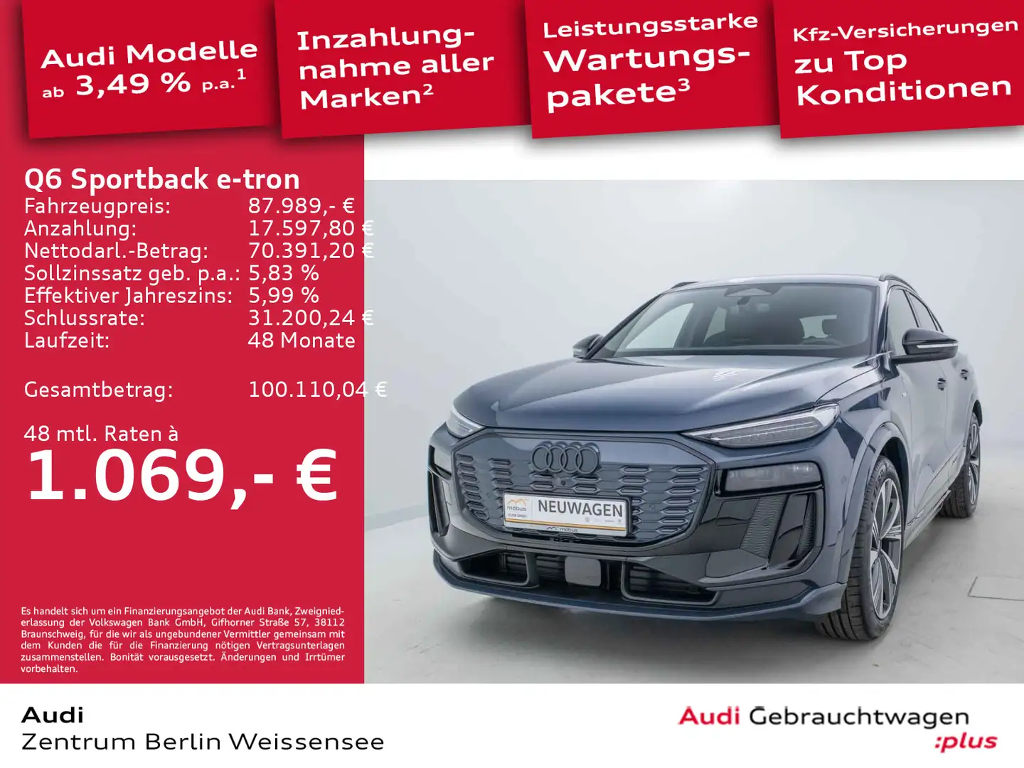 Audi Q6 e-tron *QU*S-LINE*MATRIX*AHK*B&O*360 Blau - 1