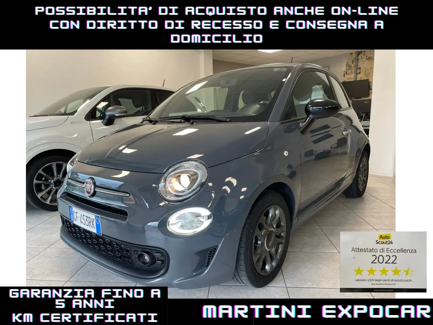 Fiat 500 1.0 Hybrid Sport PREZZO REALE PRONTA CONSEGNA Grau - 1