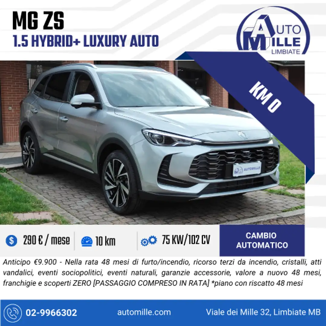 MG ZS 1.5 hybrid+ Luxury auto Argent - 1