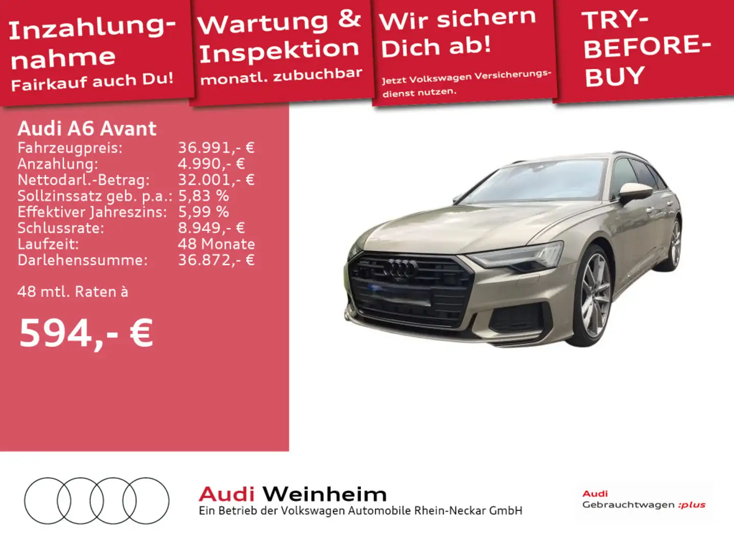 Audi A6 50 TDI quattro S-Line Black Paket HD-Ma Beige - 1